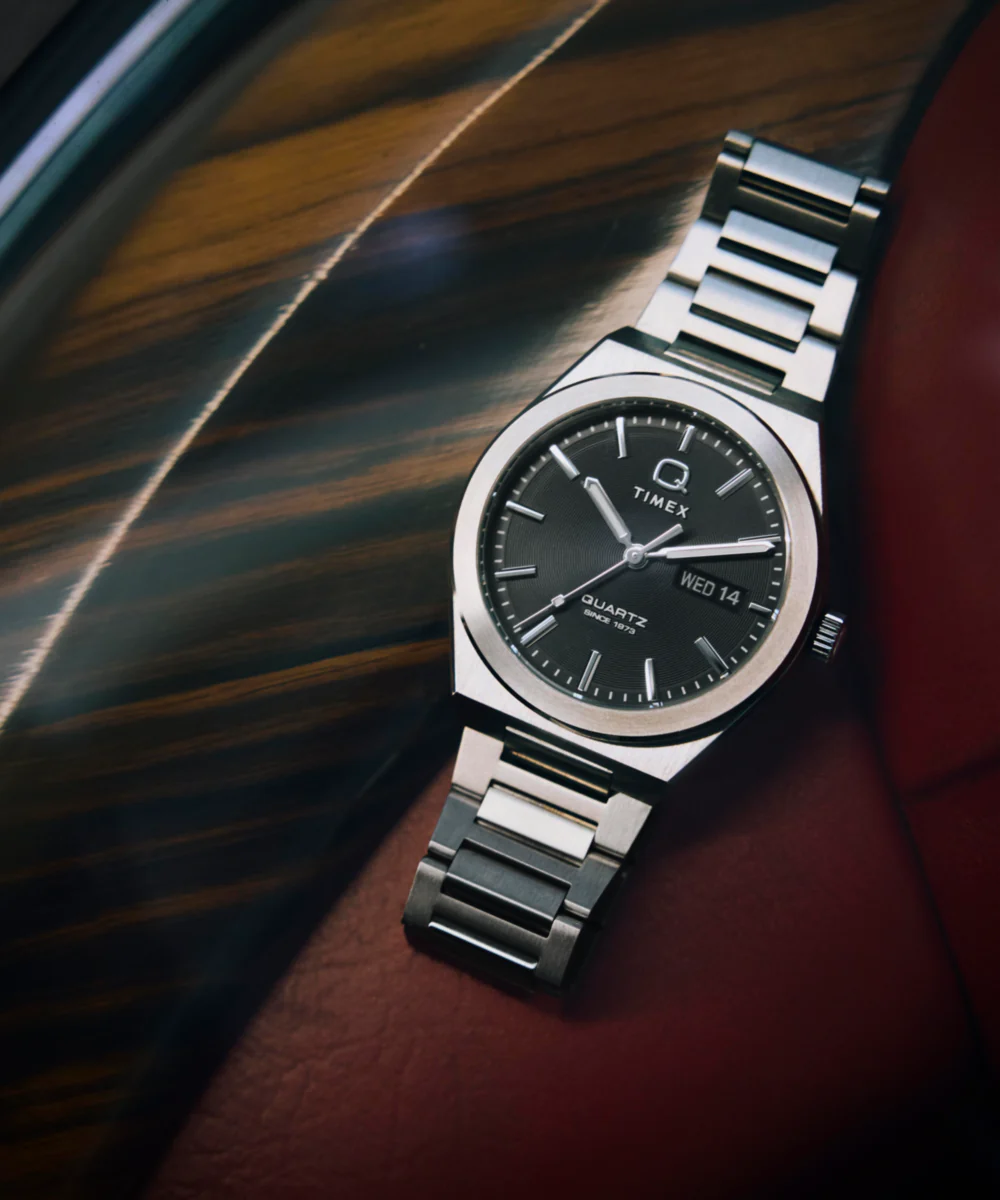 Q Timex® Continental Day and Date 39mm Stainless Steel Bracelet Watch - Image 10