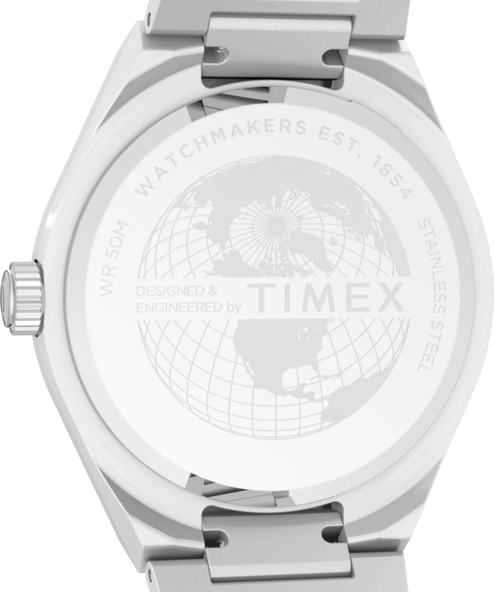 Q Timex® Continental Day and Date 39mm Stainless Steel Bracelet Watch - Image 7