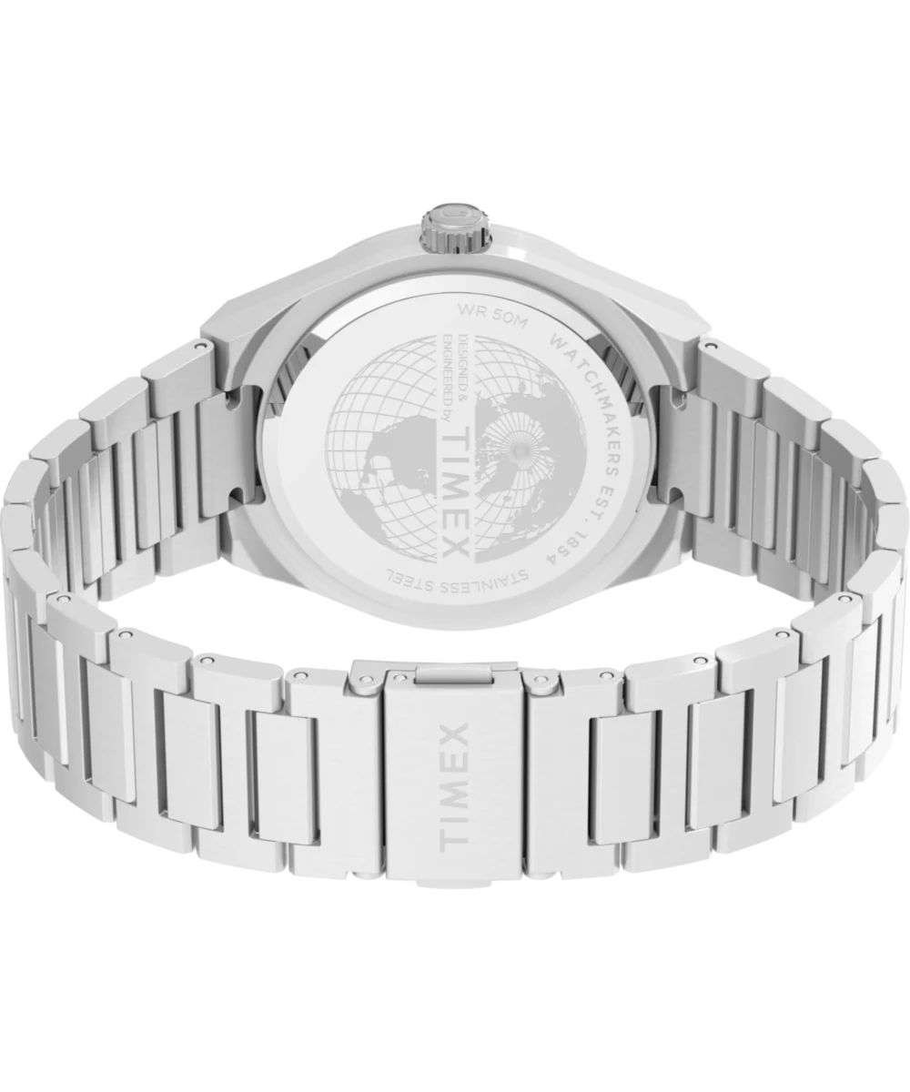 Q Timex® Continental Day and Date 39mm Stainless Steel Bracelet Watch - Image 8