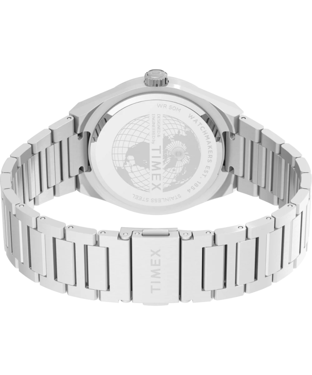 Q Timex® Continental Day and Date 39mm Stainless Steel Bracelet Watch - Image 6