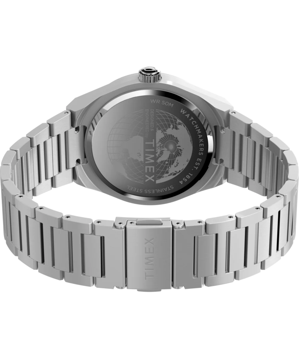 Q Timex® Continental GMT 39mm Stainless Steel Bracelet Watch - Image 6