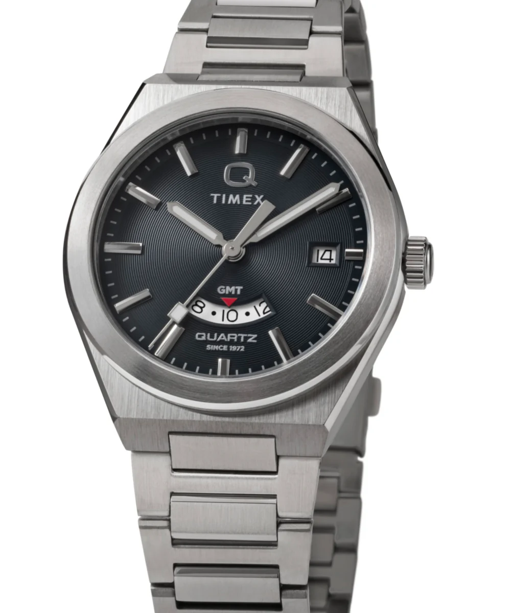 Q Timex® Continental GMT 39mm Stainless Steel Bracelet Watch - Image 8