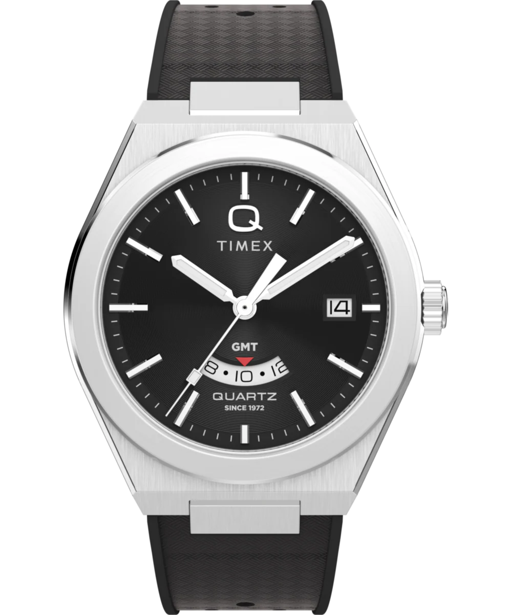 Q Timex Continental GMT 39mm Synthetic Rubber Watch