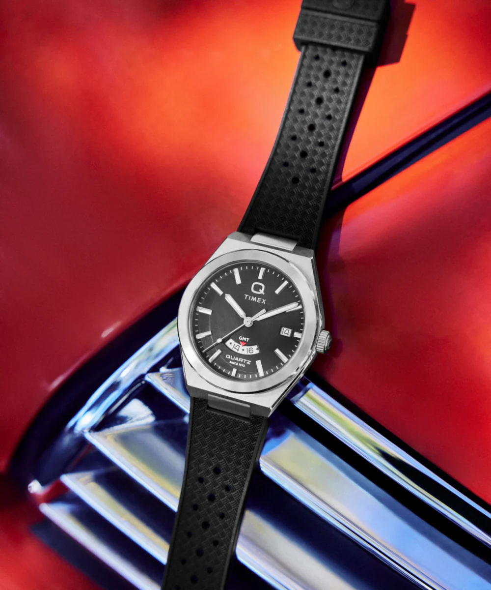 Q Timex Continental GMT 39mm Synthetic Rubber Watch - Image 6