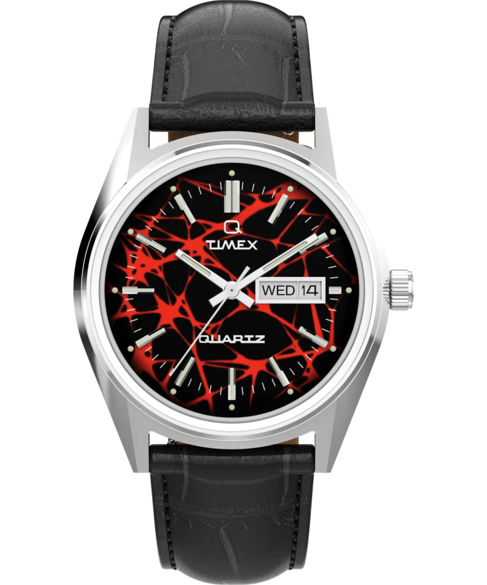 Q Timex Red Vega 1978 Reissue 38mm Leather Strap Watch