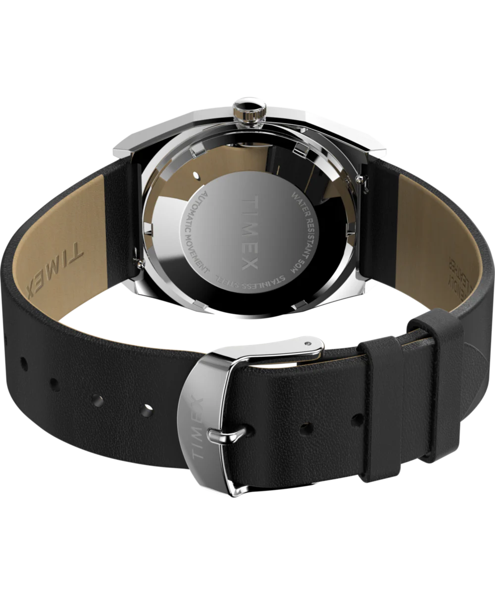Timex® Automatic 1983 E Line 34mm Leather Strap Watch - Image 6