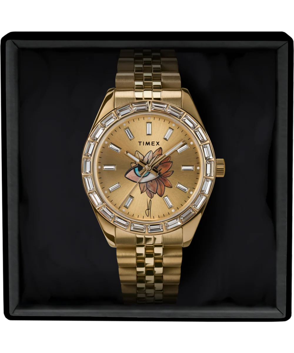 Timex Legacy x Jacquie Aiche Gold Sunray Dial with Tribe Eye 36mm Watch - Image 6