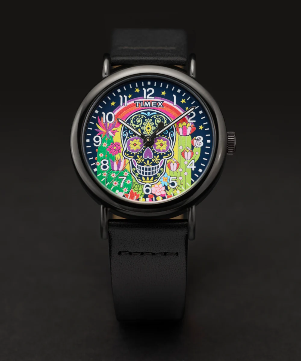 Timex Weekender Day of the Dead 40mm Leather Strap Watch - Image 7