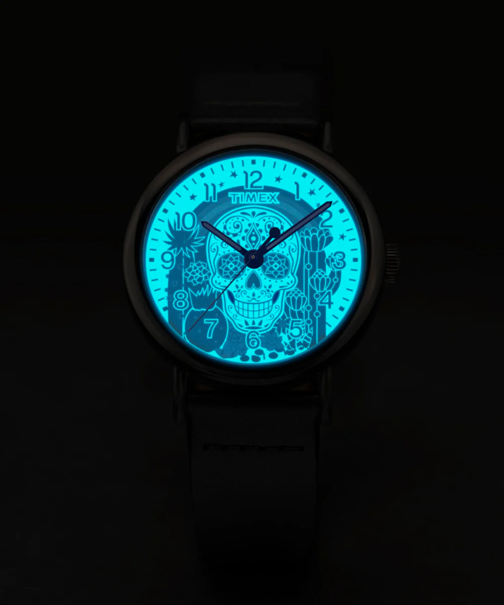 Timex Weekender Day of the Dead 40mm Leather Strap Watch - Image 8
