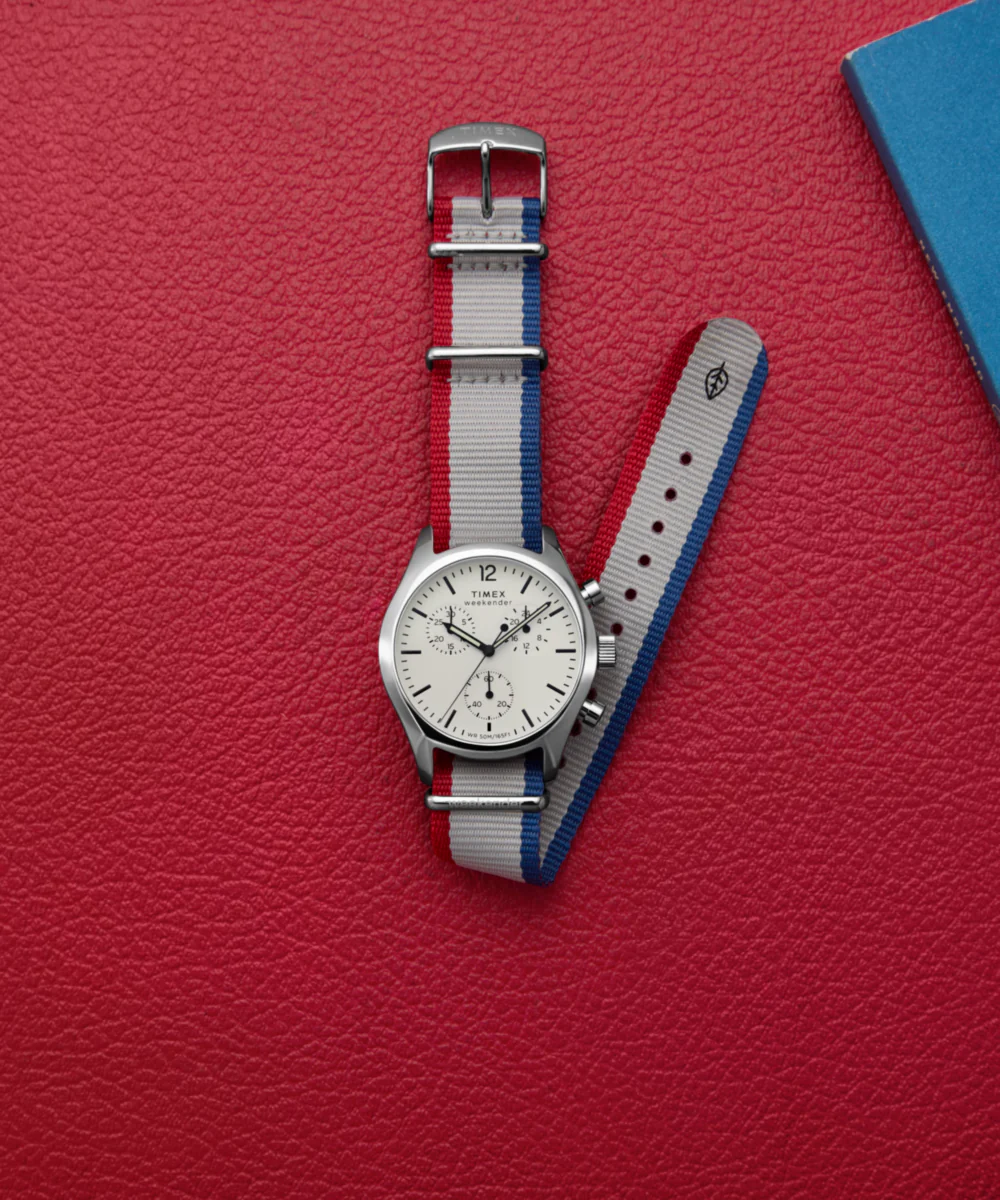 Timex Weekender New England Chronograph 40mm Eco-Conscious Fabric Strap Watch - Image 6