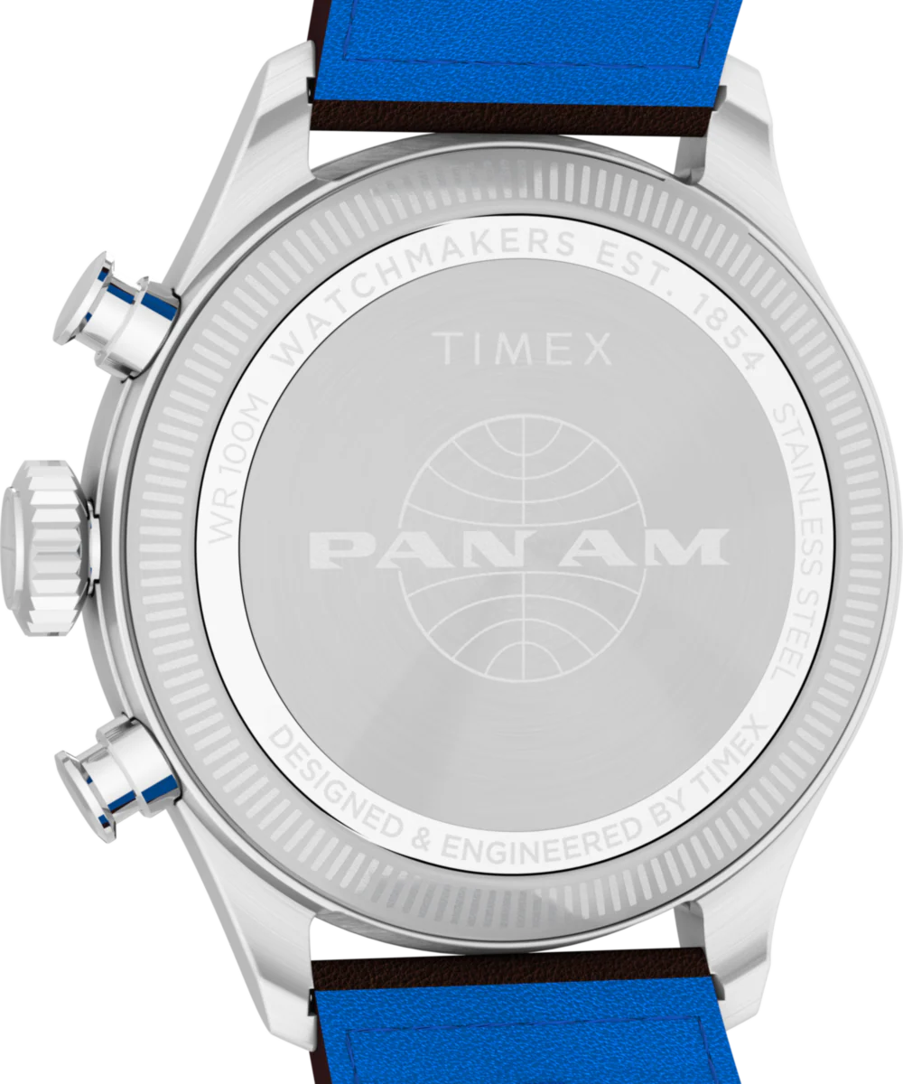 Timex x Pan Am® Waterbury Ace Chronograph 41mm Leather Strap Watch - Image 5