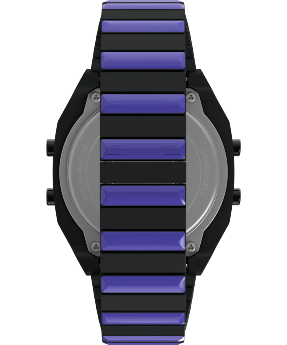 Timex x Wednesday T80 36mm Stainless Steel Black and Purple Expansion Band Watch - Image 3