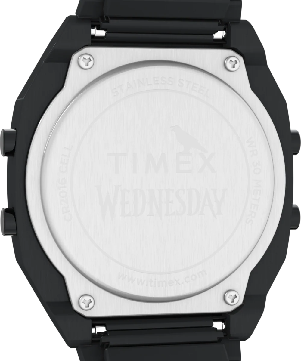 Timex x Wednesday T80 36mm Stainless Steel Black and Purple Expansion Band Watch - Image 4
