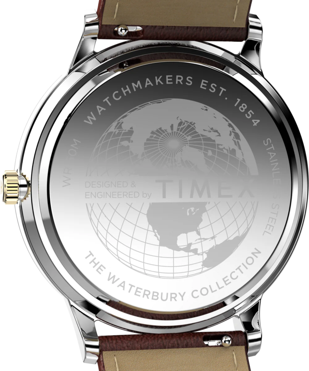 Waterbury Classic Moon Phase 40mm Leather Strap Watch - Image 5