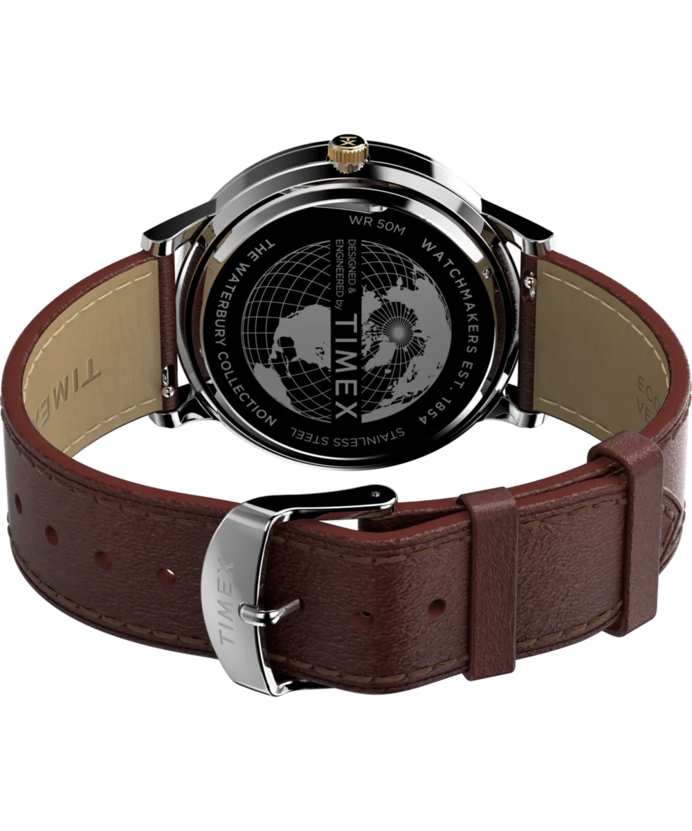Waterbury Classic Moon Phase 40mm Leather Strap Watch - Image 6