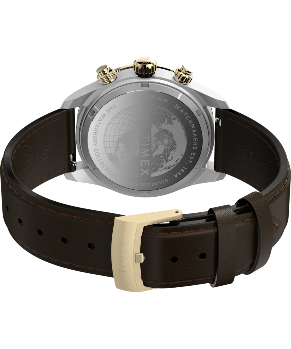 Waterbury Heritage Chronograph 39mm Leather Strap Watch - Image 6
