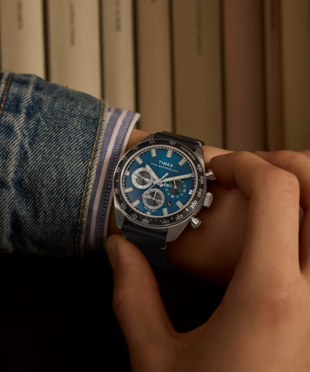 Waterbury Traditional Chronograph 41mm Leather Strap Watch - Image 3