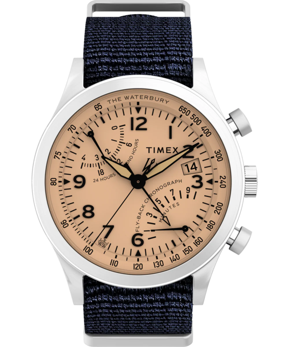 Waterbury Traditional Fly-Back Chronograph 43mm Fabric Strap Watch