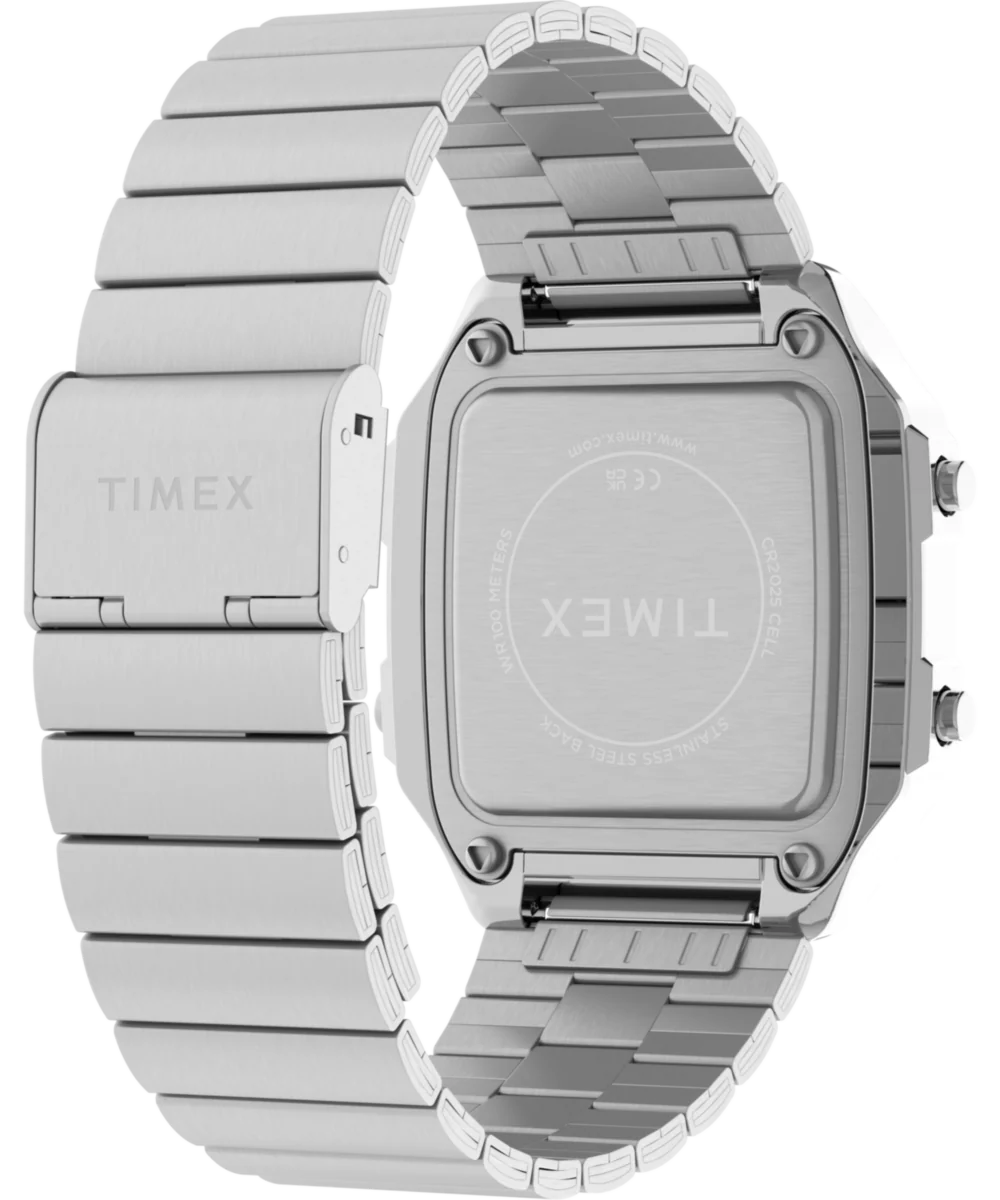 World Time Digital 40mm Stainless Steel Bracelet Watch - Image 5